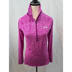 Under Armour Women's Pink Heathered 1/2‎ Zip Long Sleeve Athletic Top SM